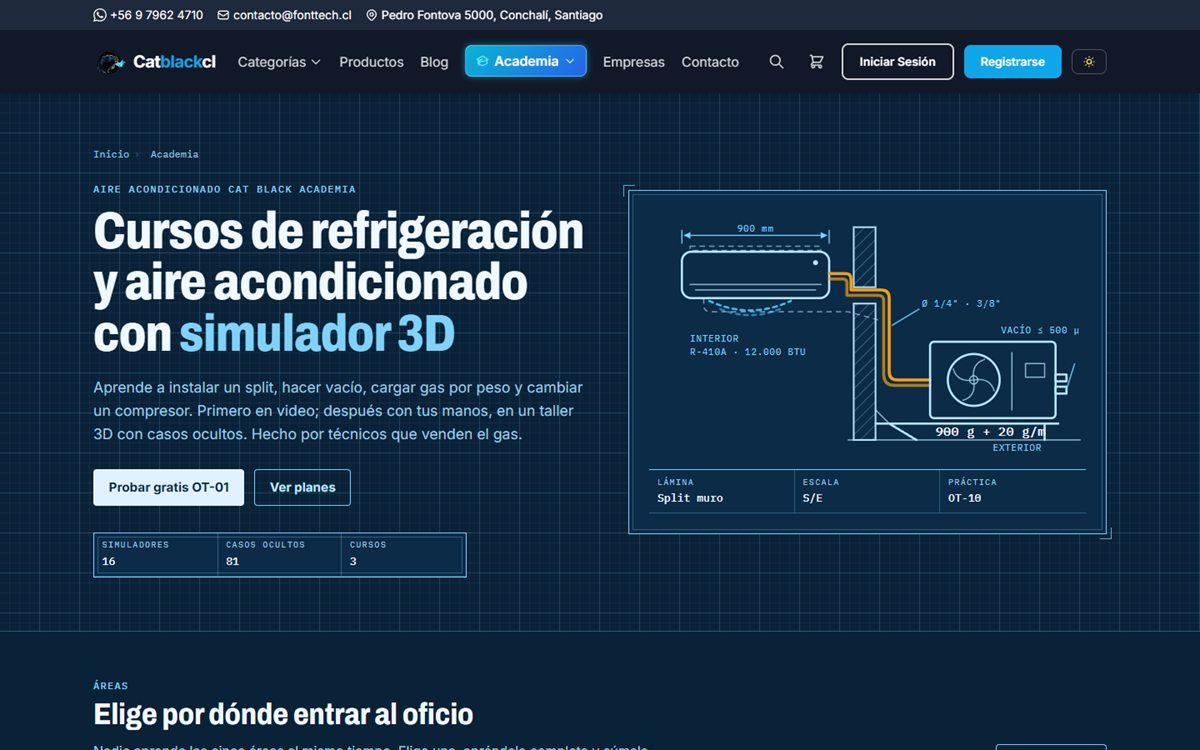 Academia: cursos con simulador 3D