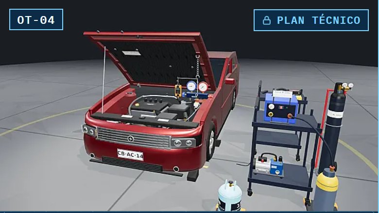 Simulador 3D OT-04: Carga de A/C en un auto con R-134a