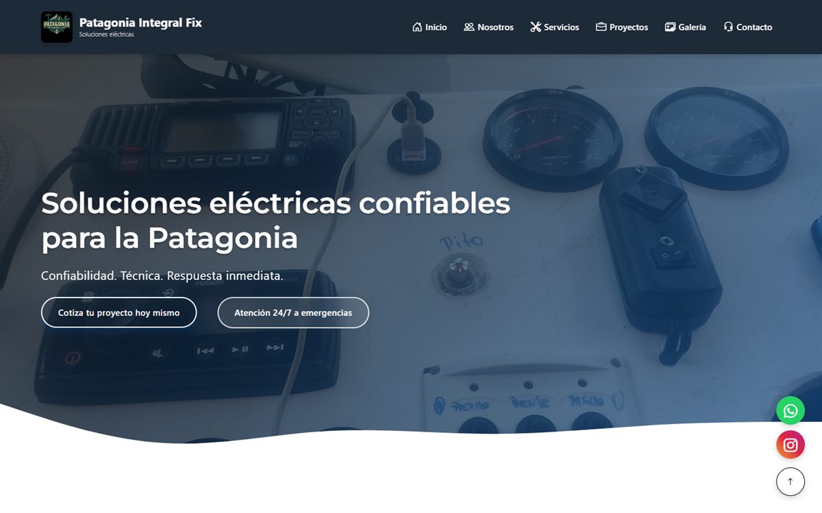 Patagonia Integral Fix: Sitio corporativo para una empresa de soluciones eléctricas