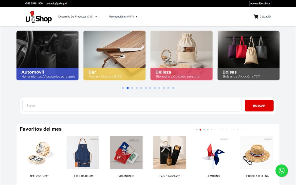 Ushop: Catálogo y cotizador de merchandising